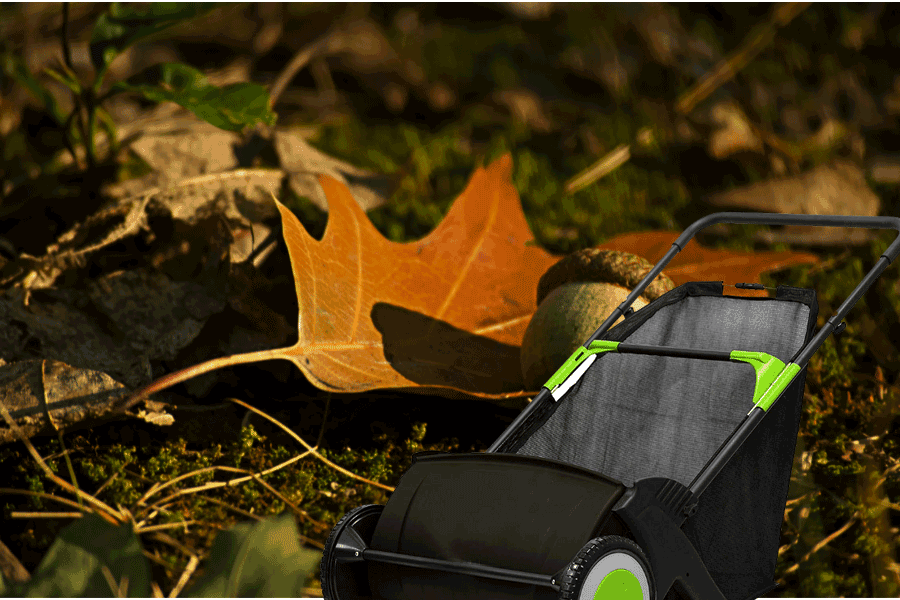 best push lawn sweeper for acorns