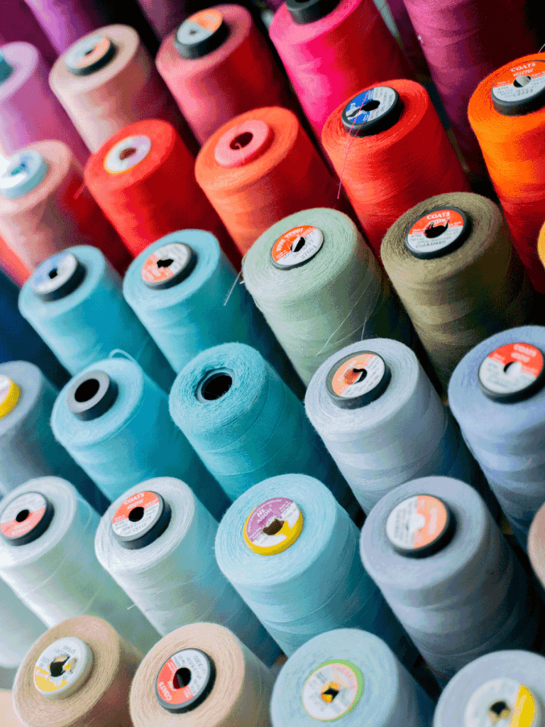 multi coloured sewing thread