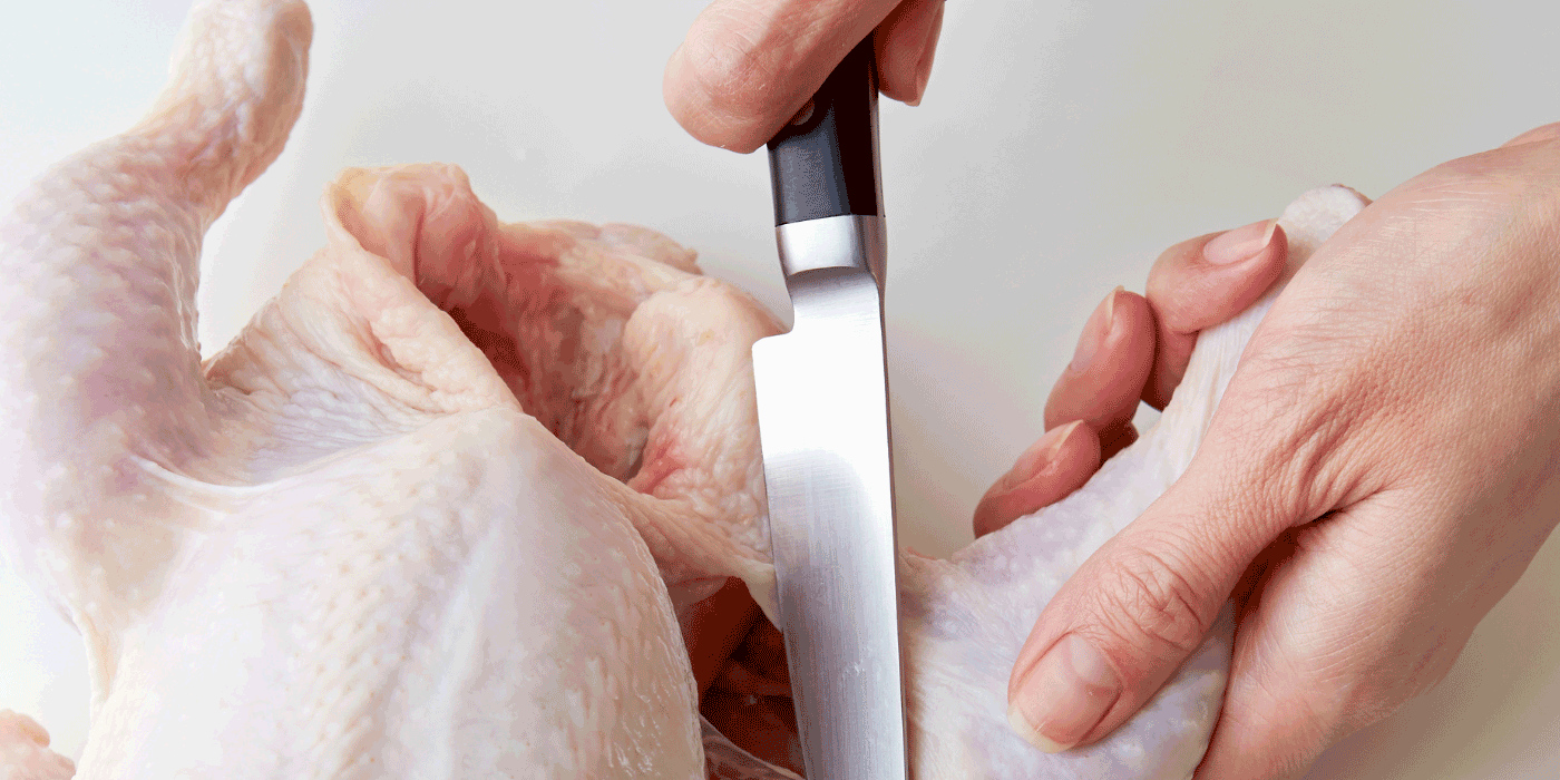 how to use knife to cut chicken