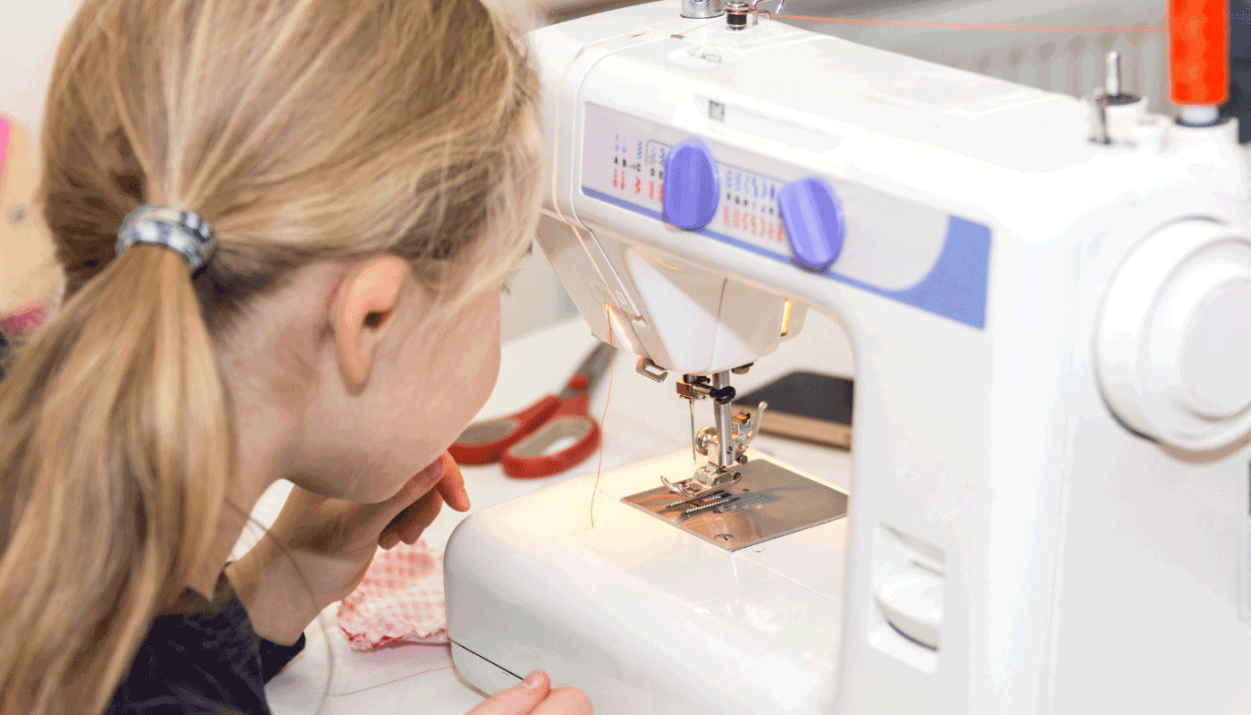 teenager sewing machine