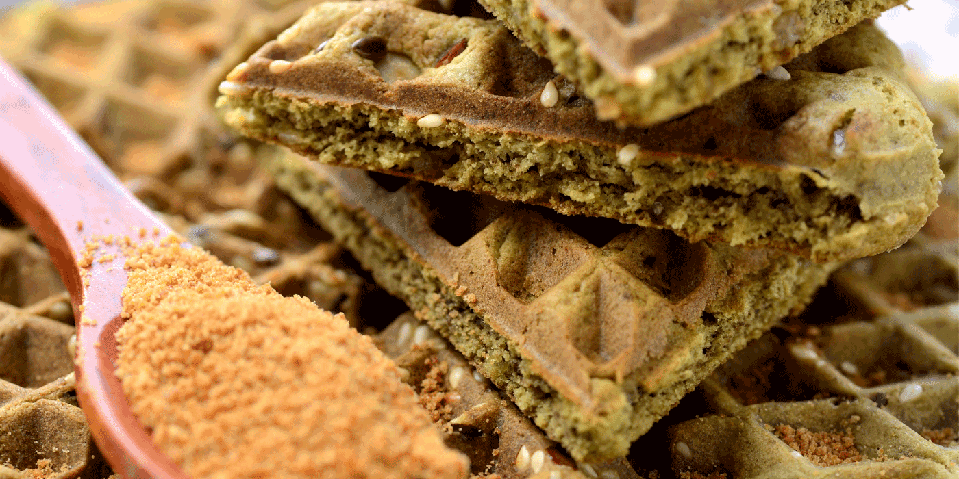 matcha coconut waffles