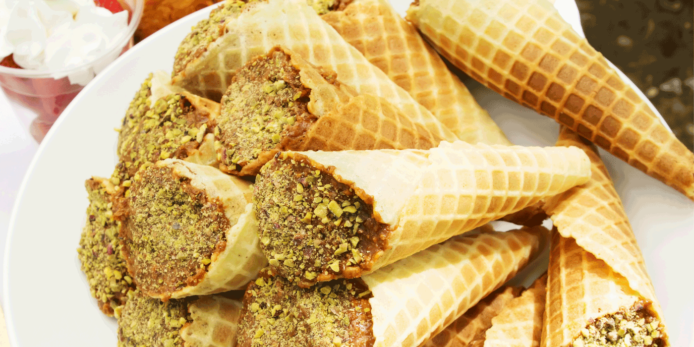 pistachio rosewater waffles