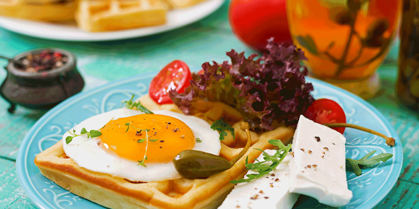 sundried tomato and feta waffles