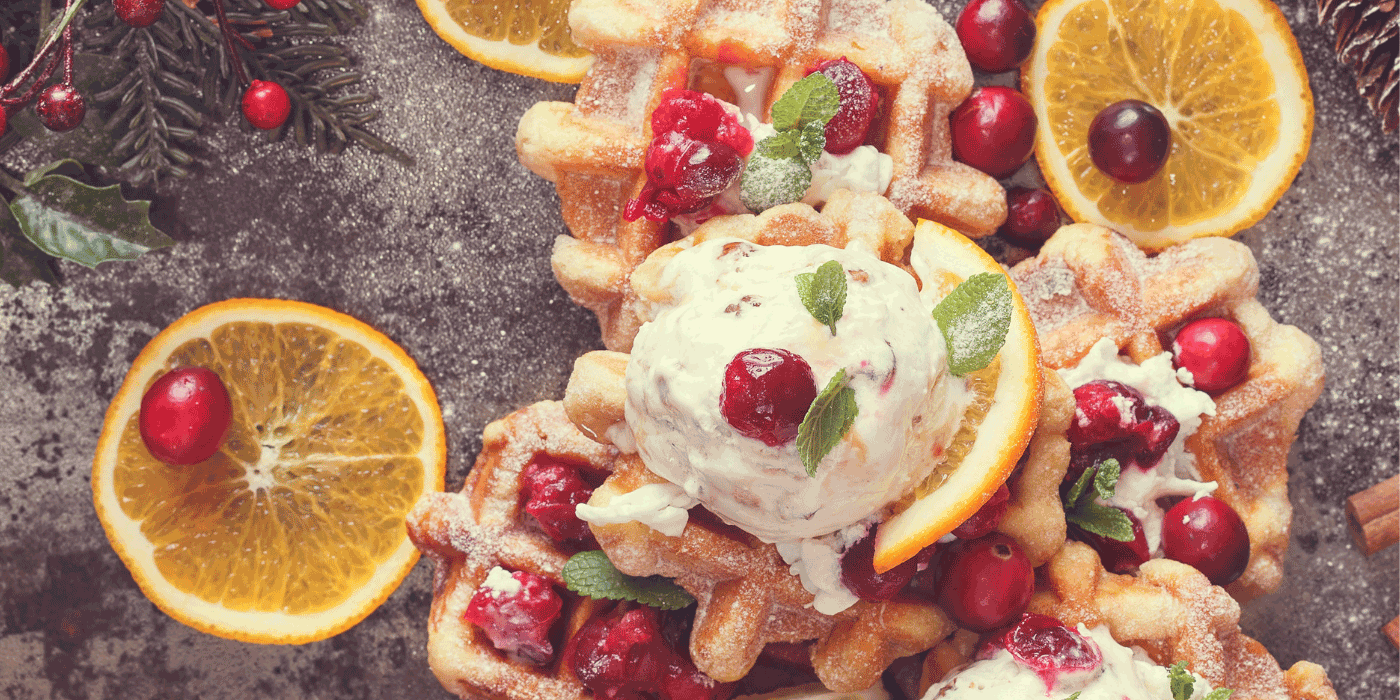 cranberry orange cream cheese waffles