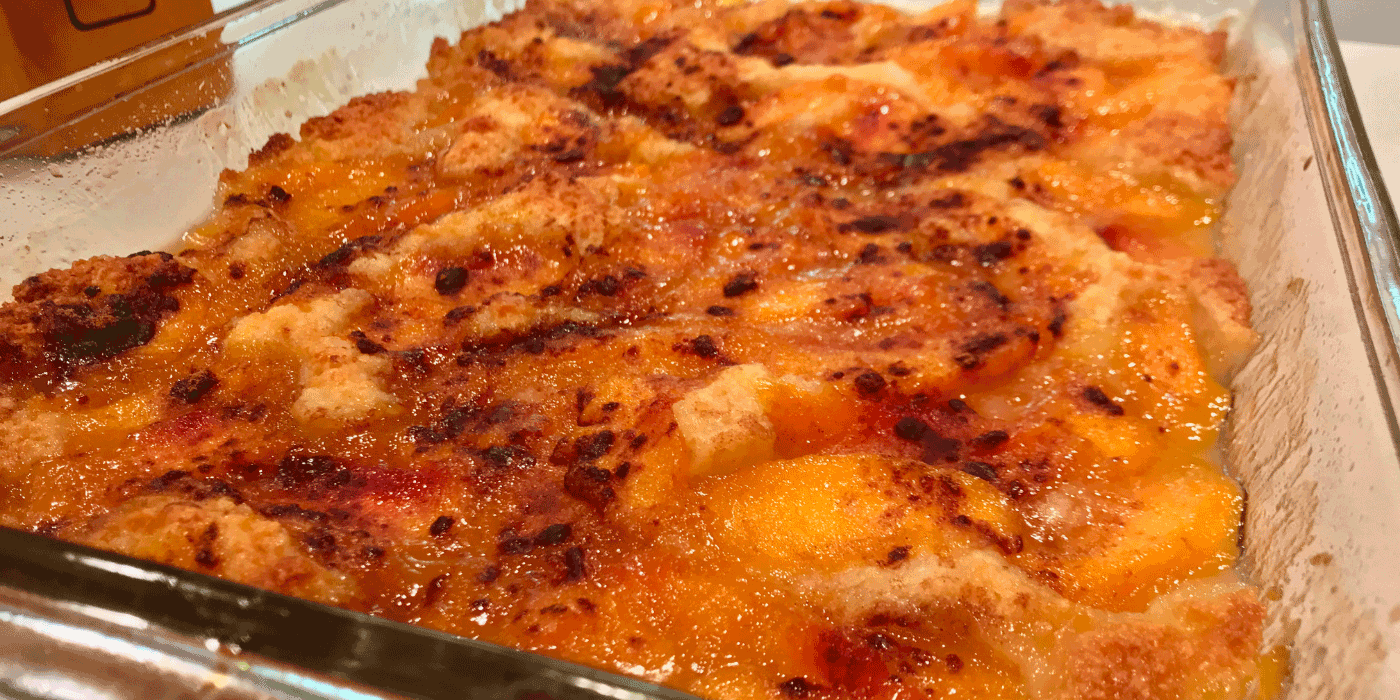 dutch oven peach cobbler