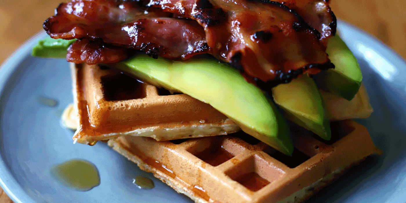 miso maple glazed waffles