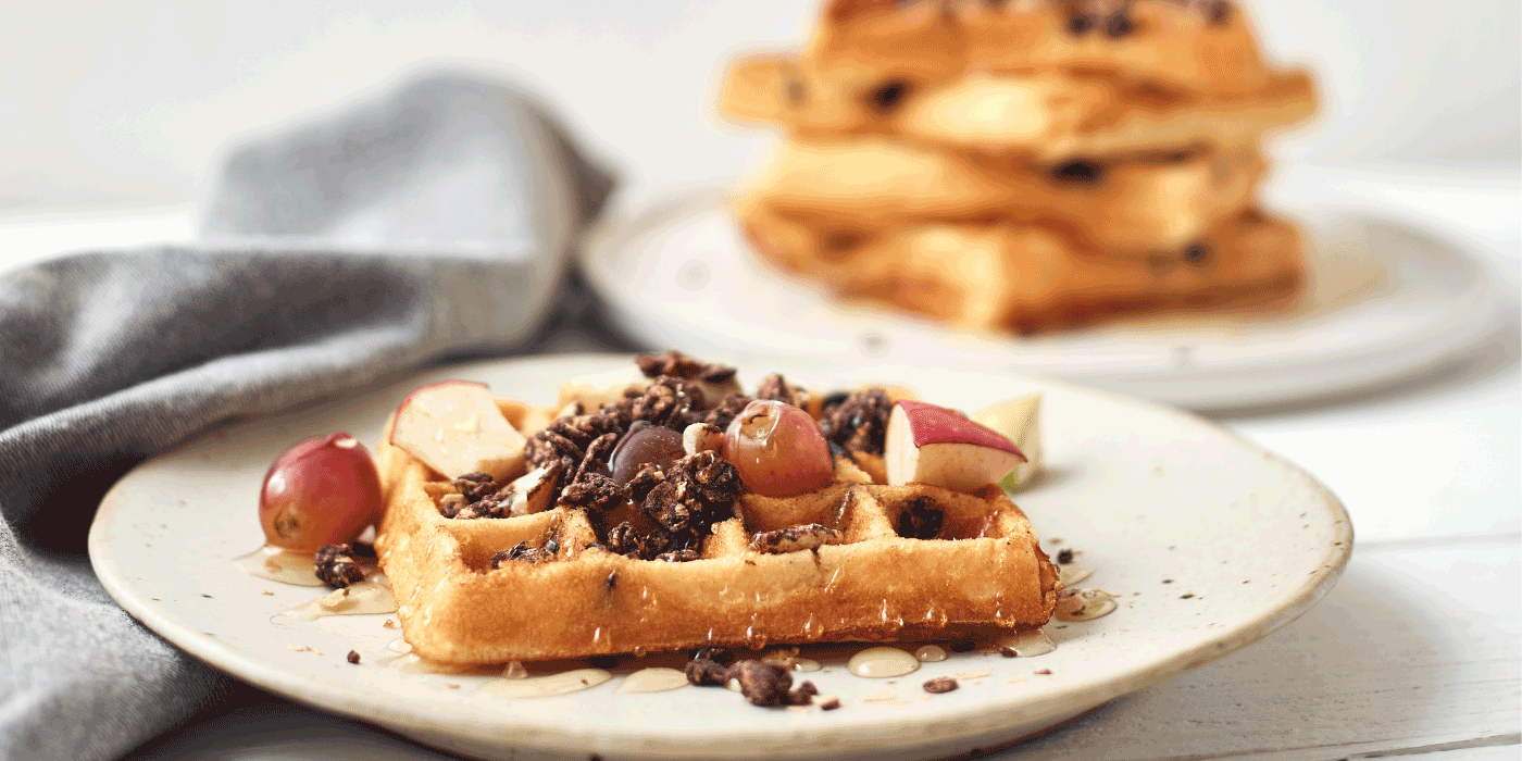 nutty granola waffles