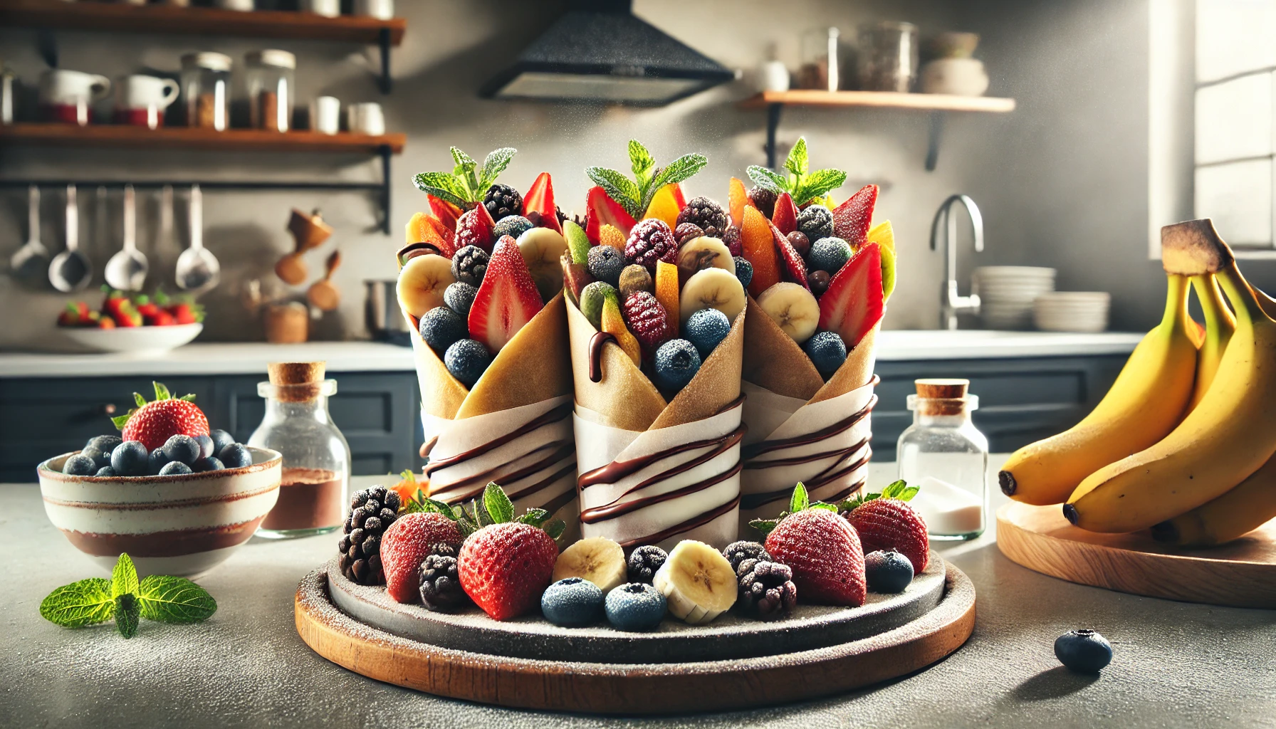 Dessert Wraps with Fruits and Chocolate