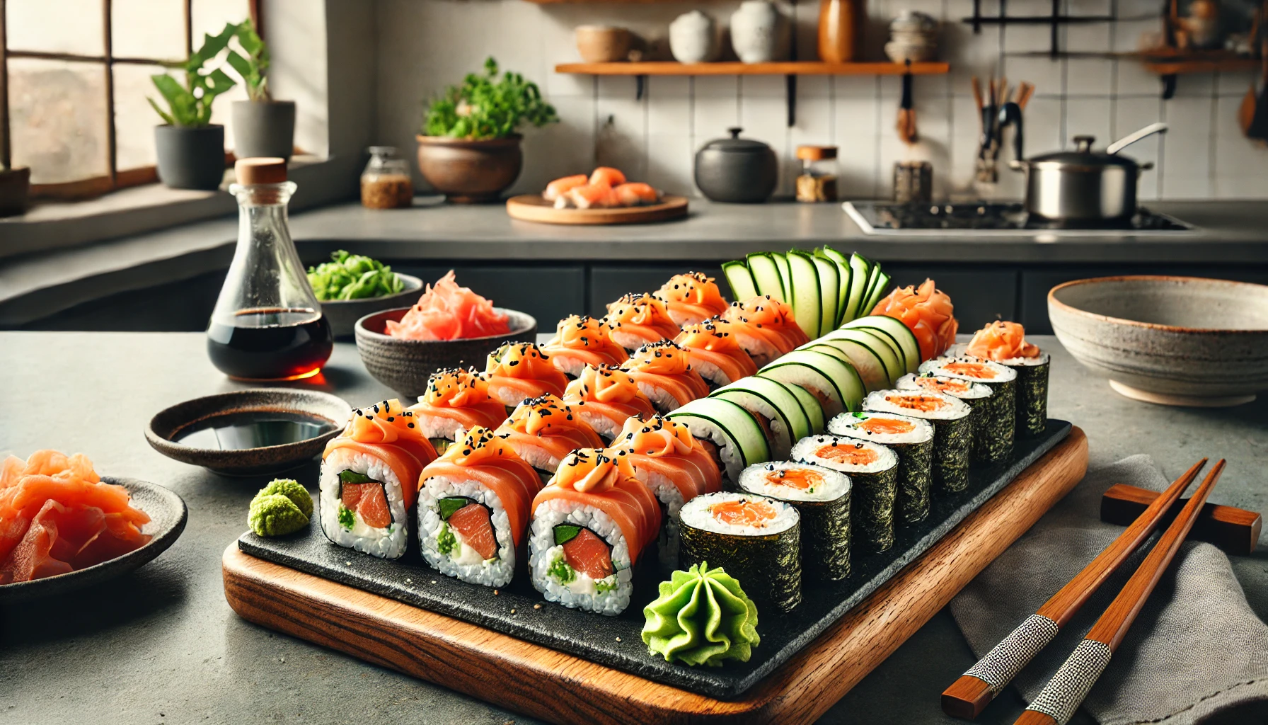 Spicy Salmon and Cucumber Rolls Spicy Salmon and Cucumber Rolls